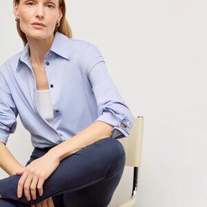 M.M.LAFLEUR Size M The Filomina Friday Shirt Knit Poplin Long Sleeve